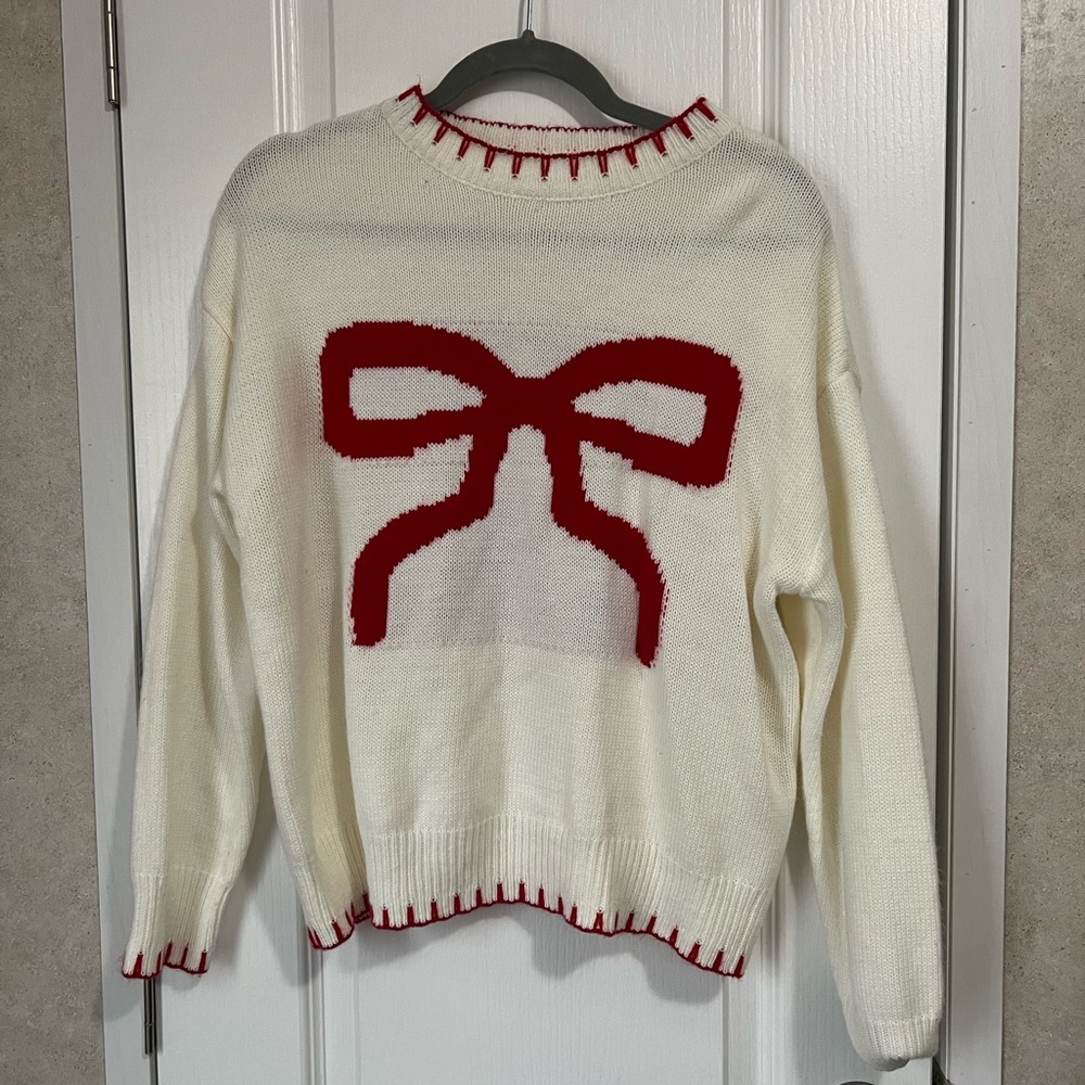 Red Bow Design Sweater